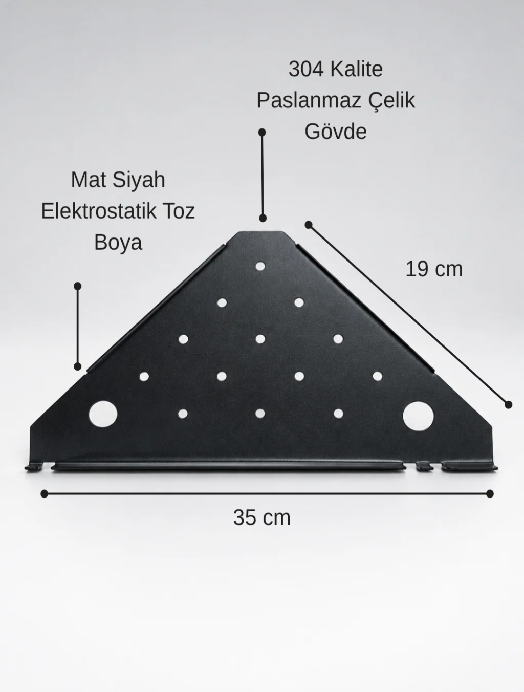 Paslanmaz Çelik Askılı Köşe Duş Rafı – Delikli Model